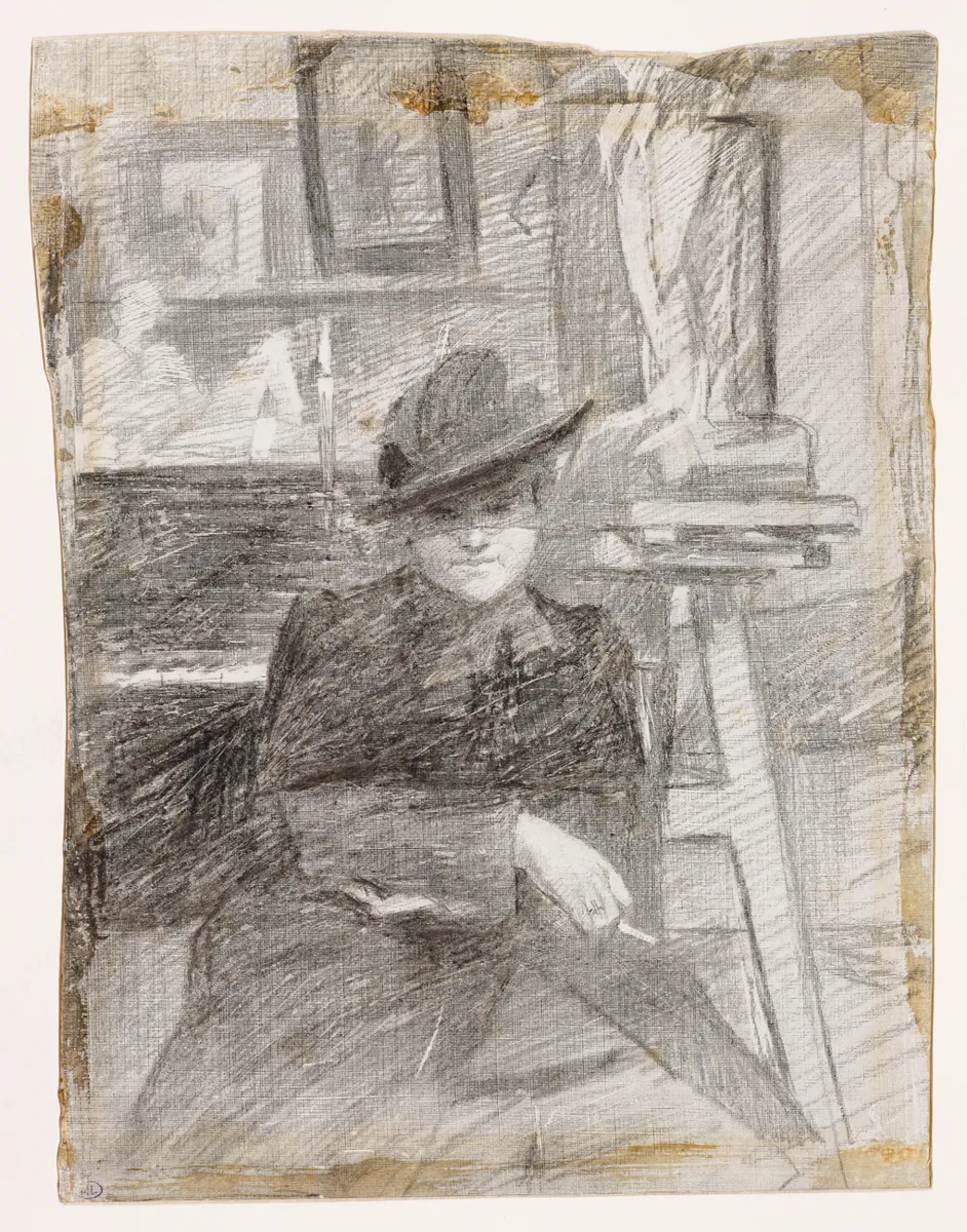 Portrait of a Woman Sitting Face to Face, with a Cigarette in Her Right Hand,