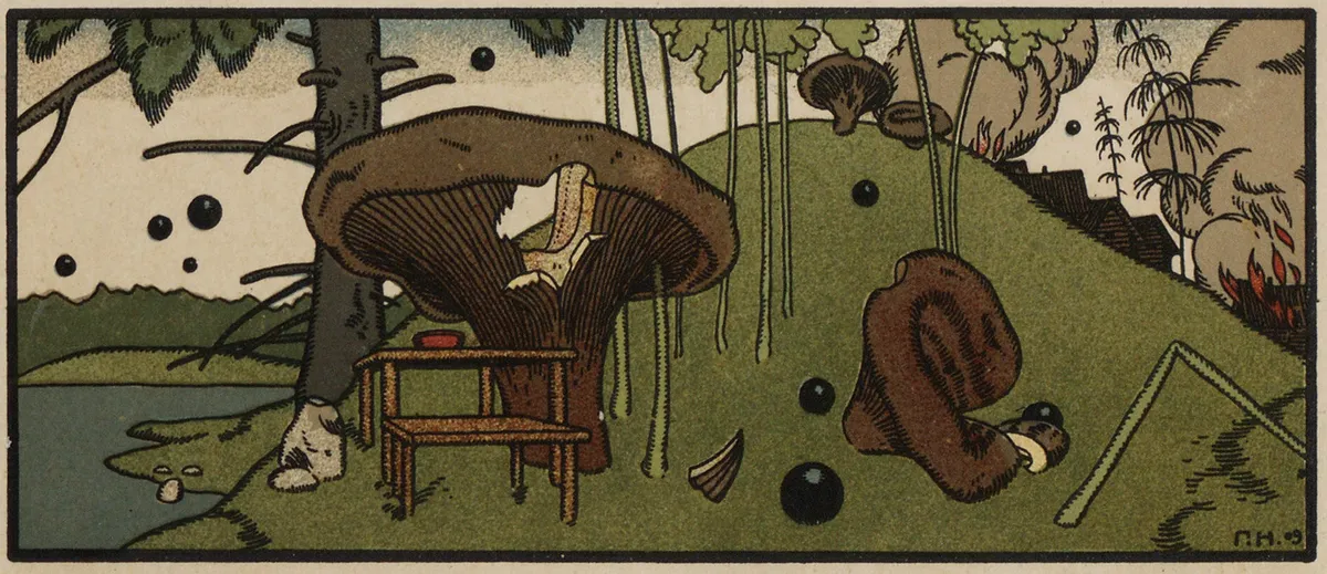 The War of Mushrooms Tale Drawings of Heirhii Narbut 1909