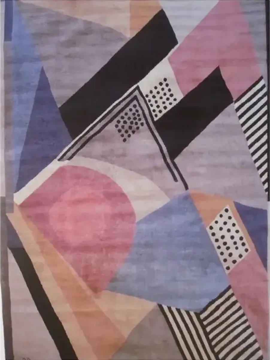 Thomas Gallery French Early Modern Cubist Art Deco 1930 Wool Carpet By Sonia Delaunay