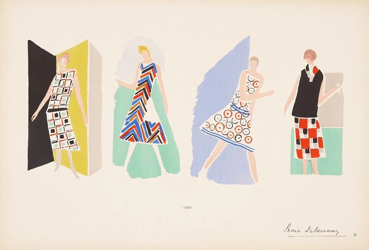 Соня Делоне, її картини, її об'єкти, її одночасні серветки, її мода, 20 трафаретних пластин, Париж, 1925. Продано за 13 750 доларів, що є рекордом для цієї роботи.