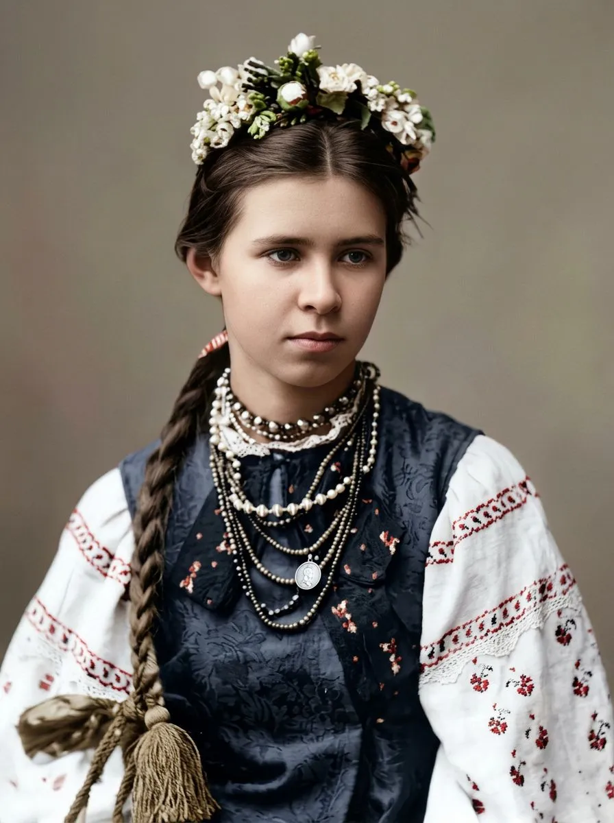 Lesya Ukrainka in a floral wreath