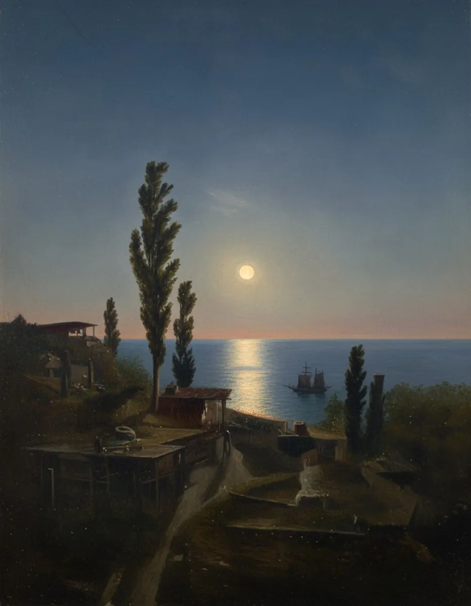 Татарське село на Південному березі Криму при місячному світлі