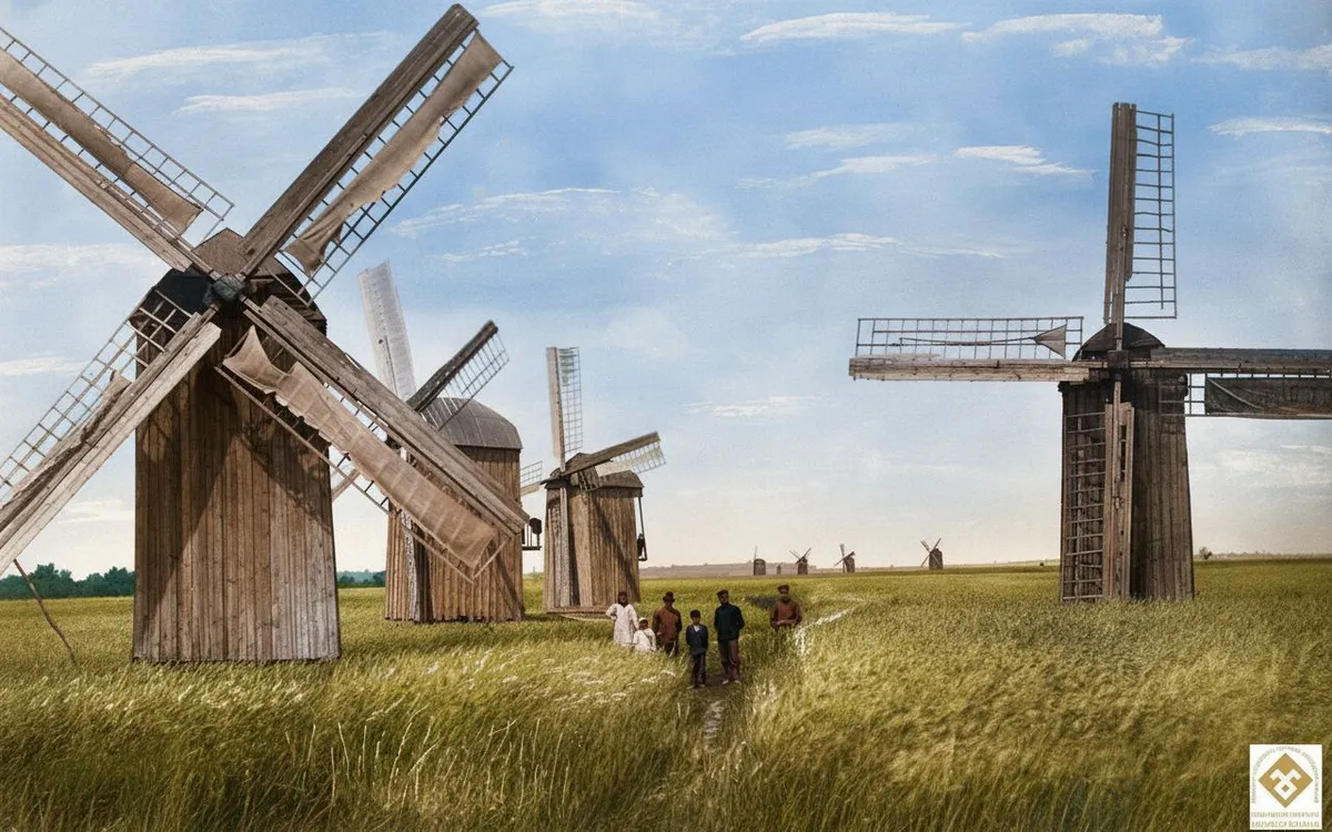 Фото Г.П.Шевченка.  Село Кирилівка. Вітряки.  Черкащина (Звенигородський р-н, с.Кирилівка).  1907-1908 рр.