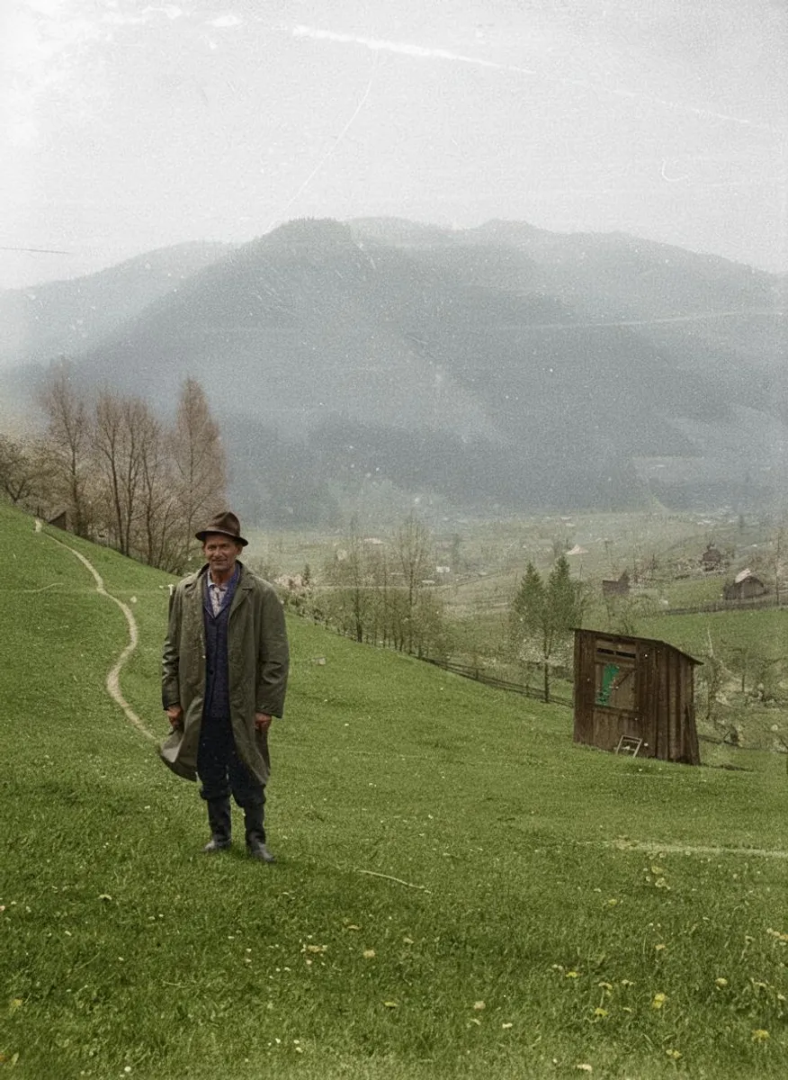 Man against the background of mountains