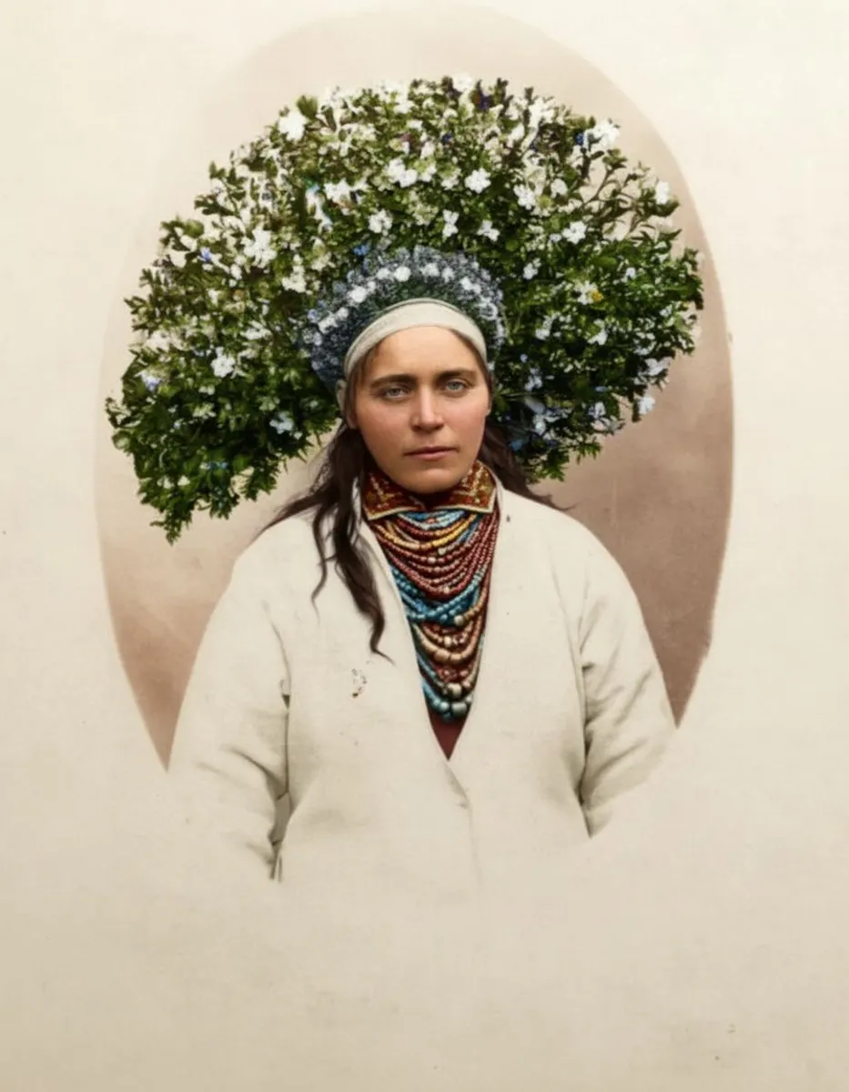 Bridesmaid from the area of Gródek Jagielloński in Volhynia, Poland (now Horodok, Lviv Oblast, Ukraine). 