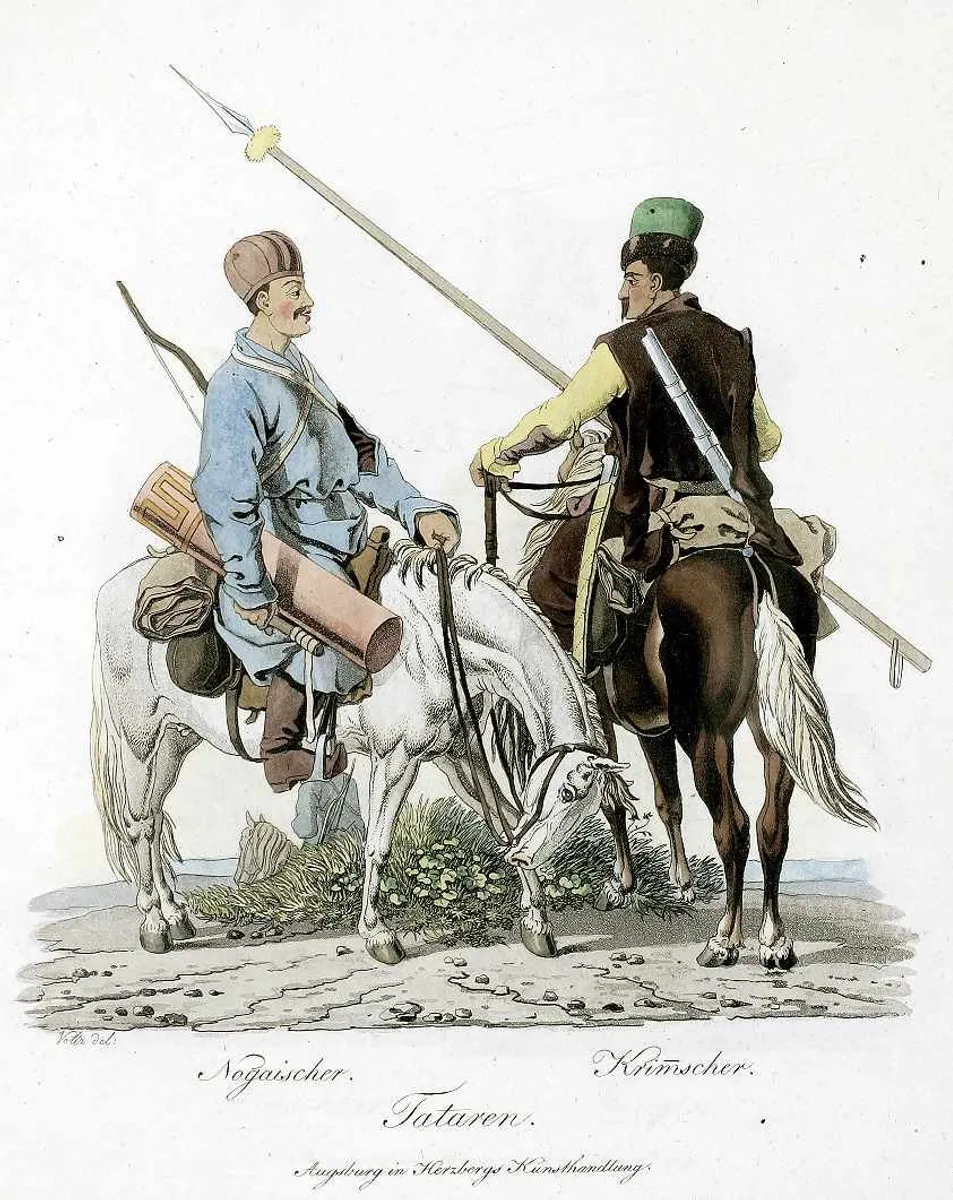 Ліворуч — ногайський татарин, праворуч — кримський татарин. Ліворуч — ногайський татарин, праворуч — кримський татарин.