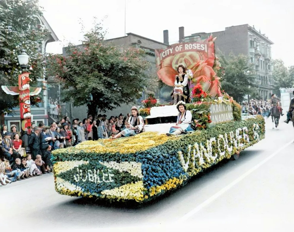 City of Roses float was part of Vancouver’s Diamond Jubilee in 1946